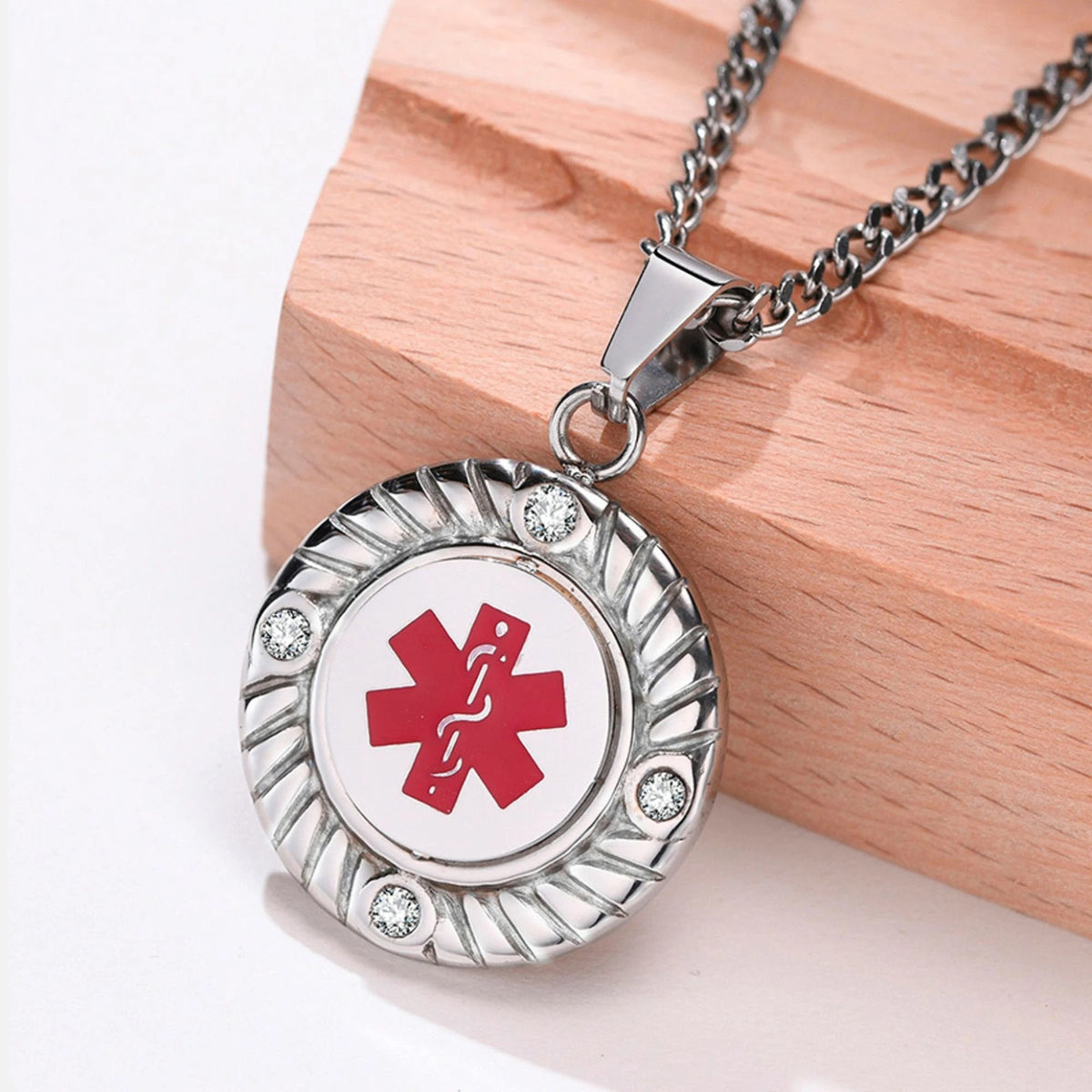 Decorative Round Medical ID Necklace