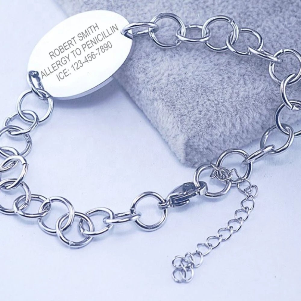 Oval Plate Chain Medical ID Bracelet