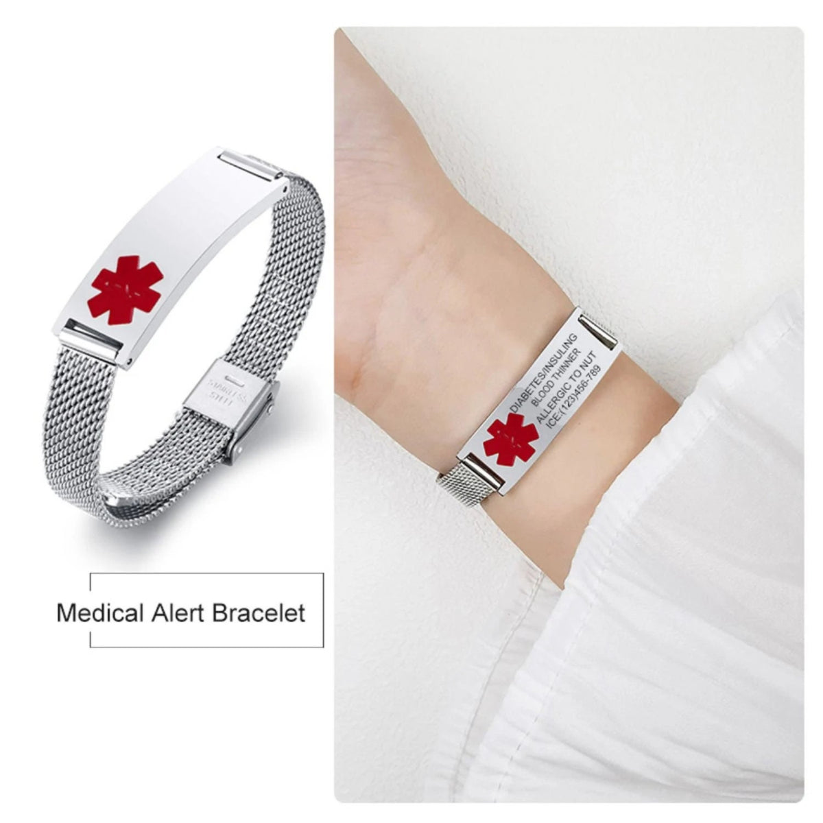 Steel Mesh Medical ID Bracelet