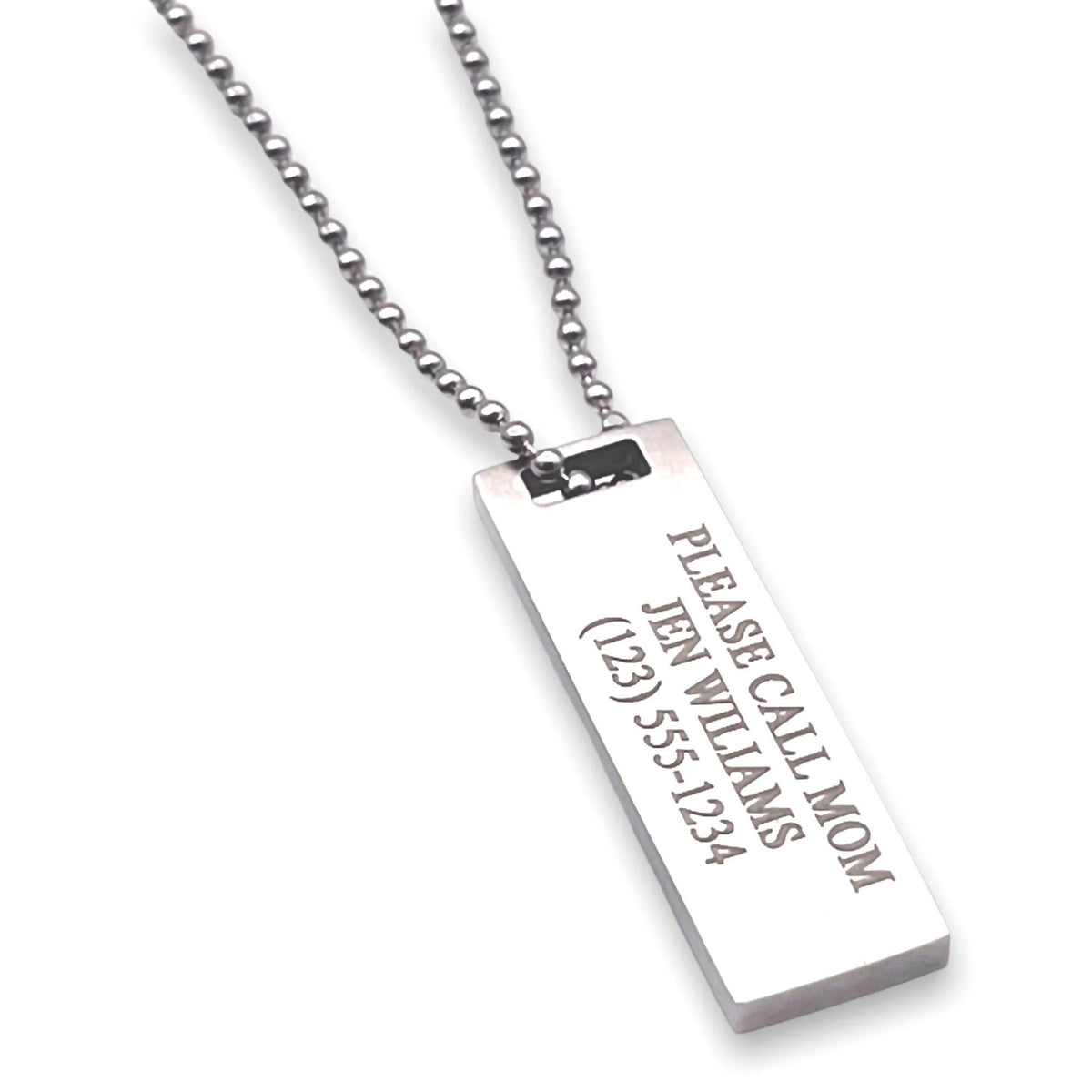 Slim Rectangular Medical ID Necklace