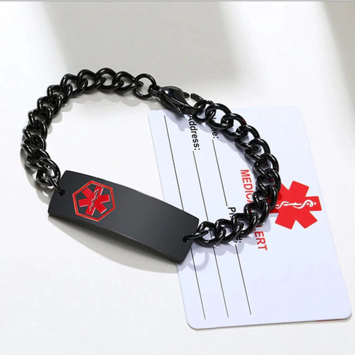 Black Double Chain Medical ID Bracelet