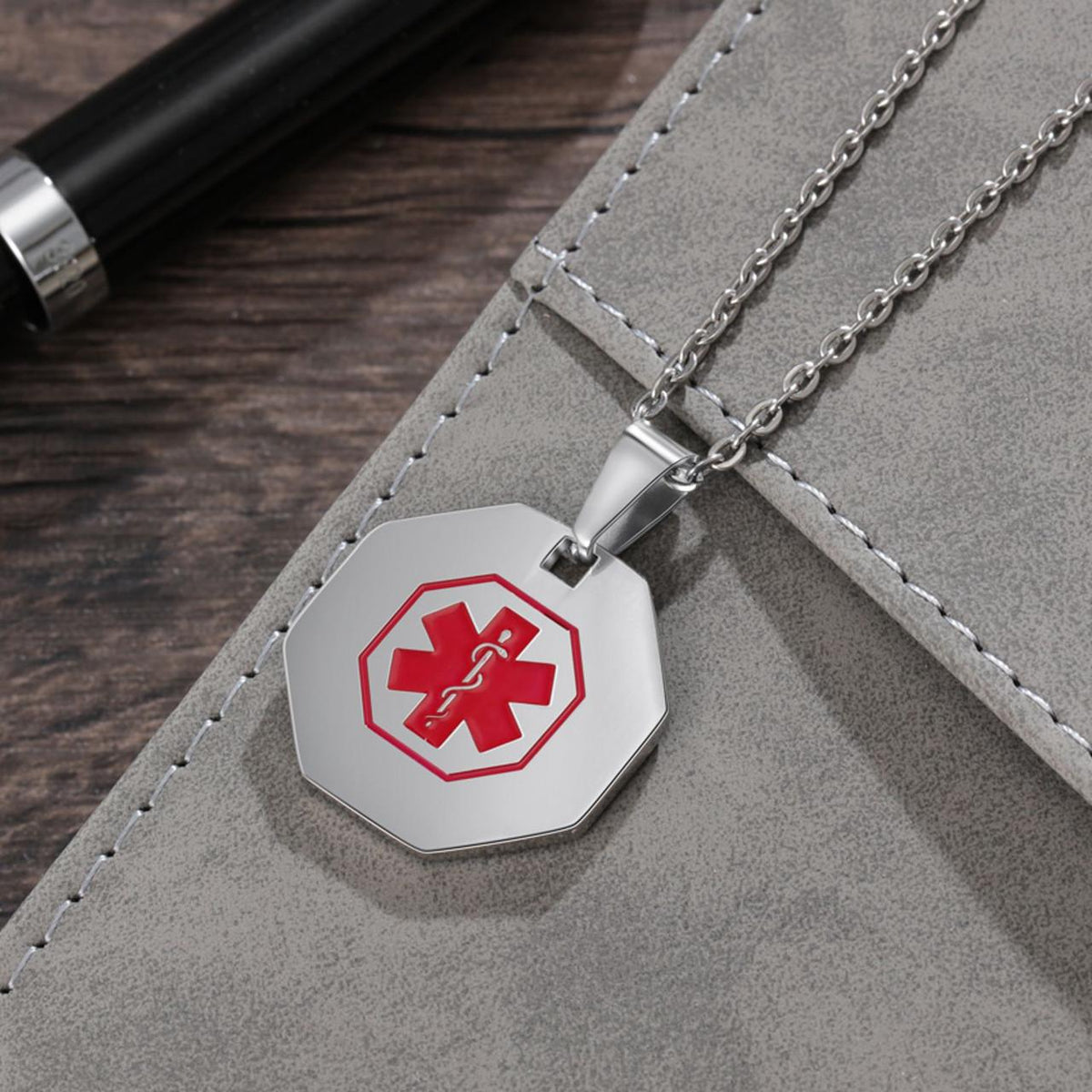 Small Octagon Medical ID Necklace