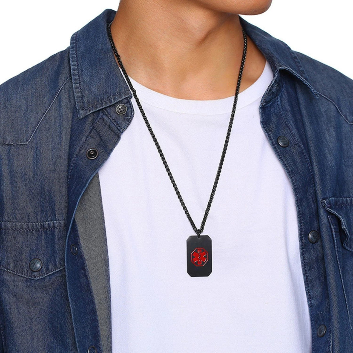 Rectangular Medical ID Tag Necklace