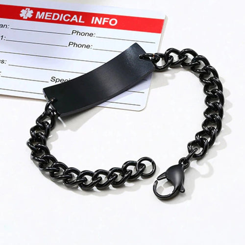 Black Double Chain Medical ID Bracelet