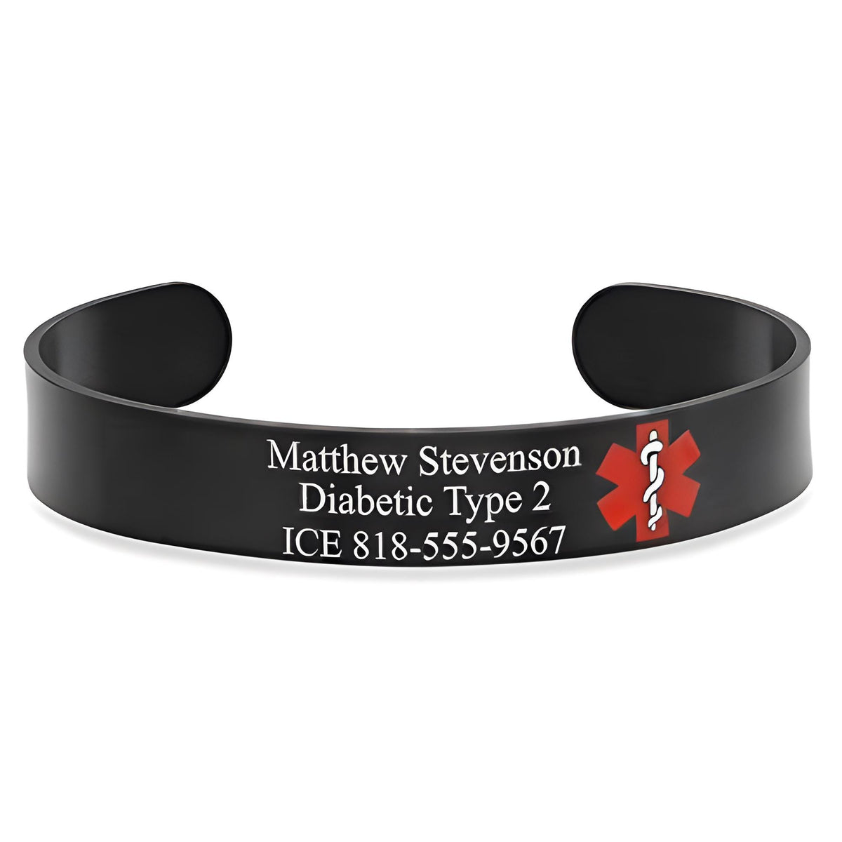 Brushed Steel Medical ID Cuff Bracelet