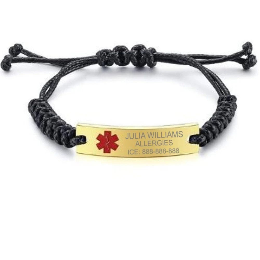 Braided Cord Medical ID Bracelet