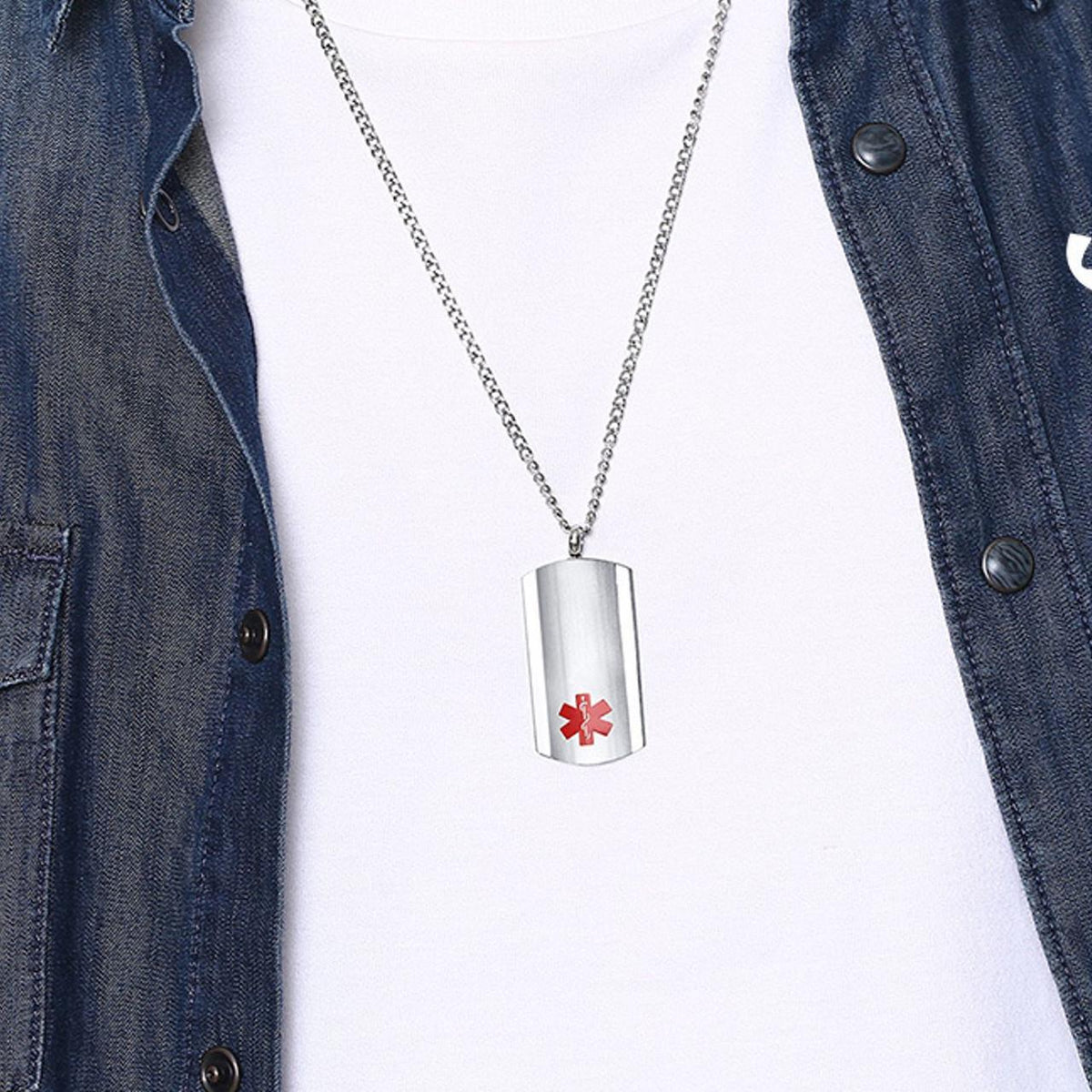 Brushed Dog Tag Medical ID Necklace