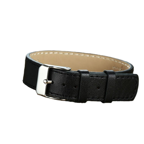 Black Leather Buckle Medical ID Bracelet