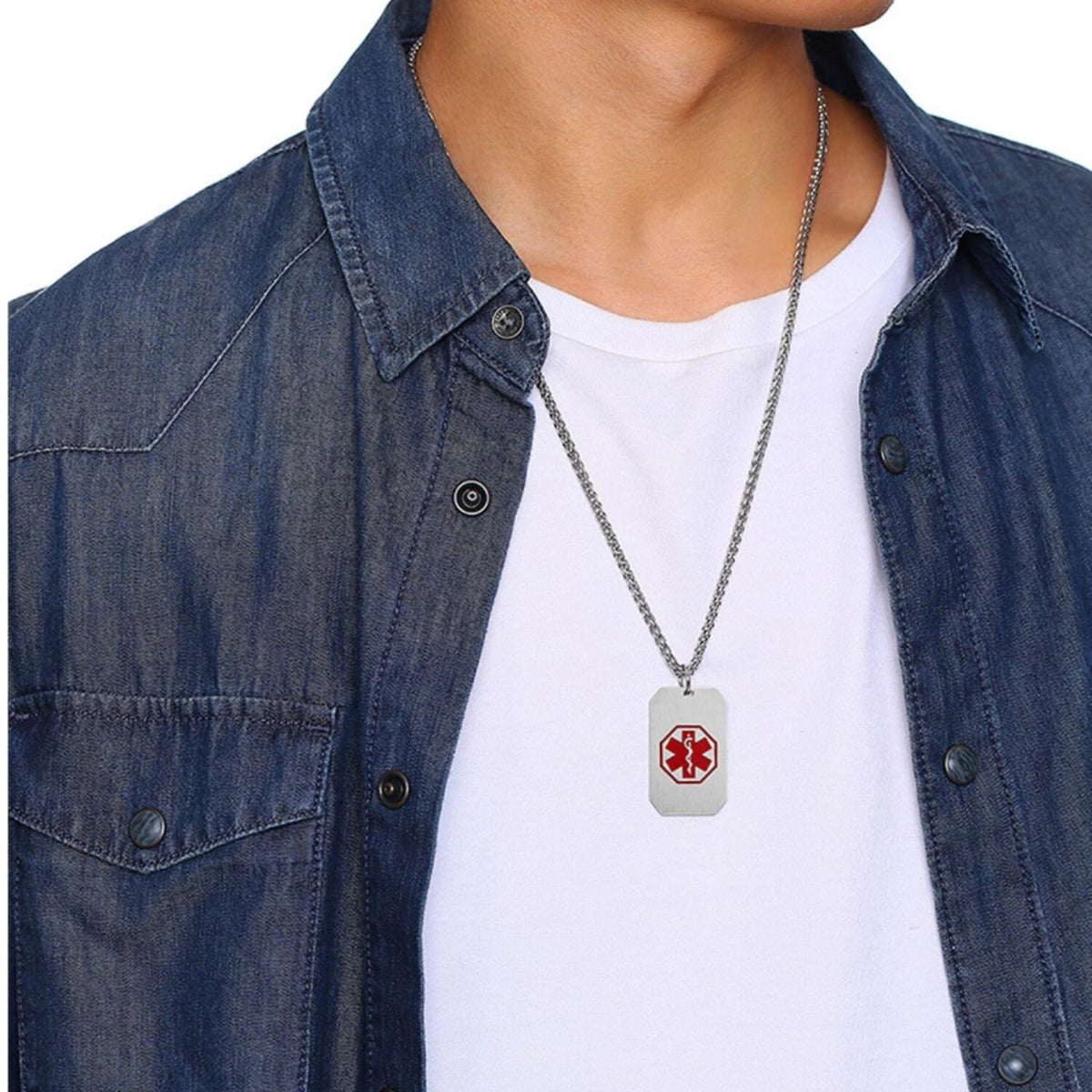 Rectangular Medical ID Tag Necklace