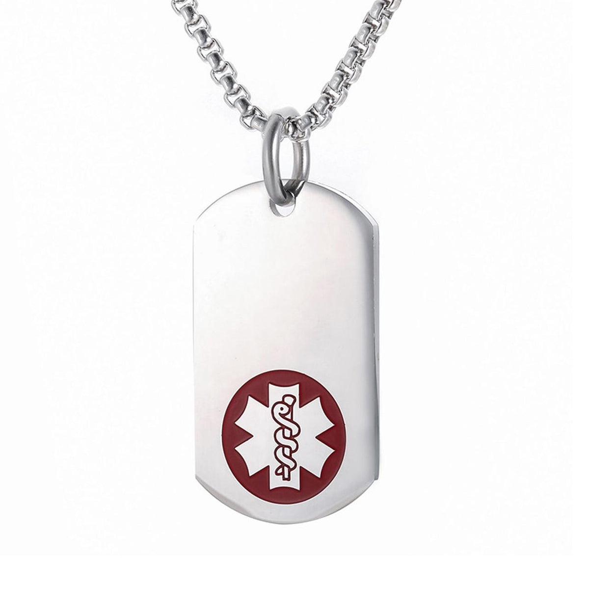 Round Symbol Dog Tag Medical ID Necklace