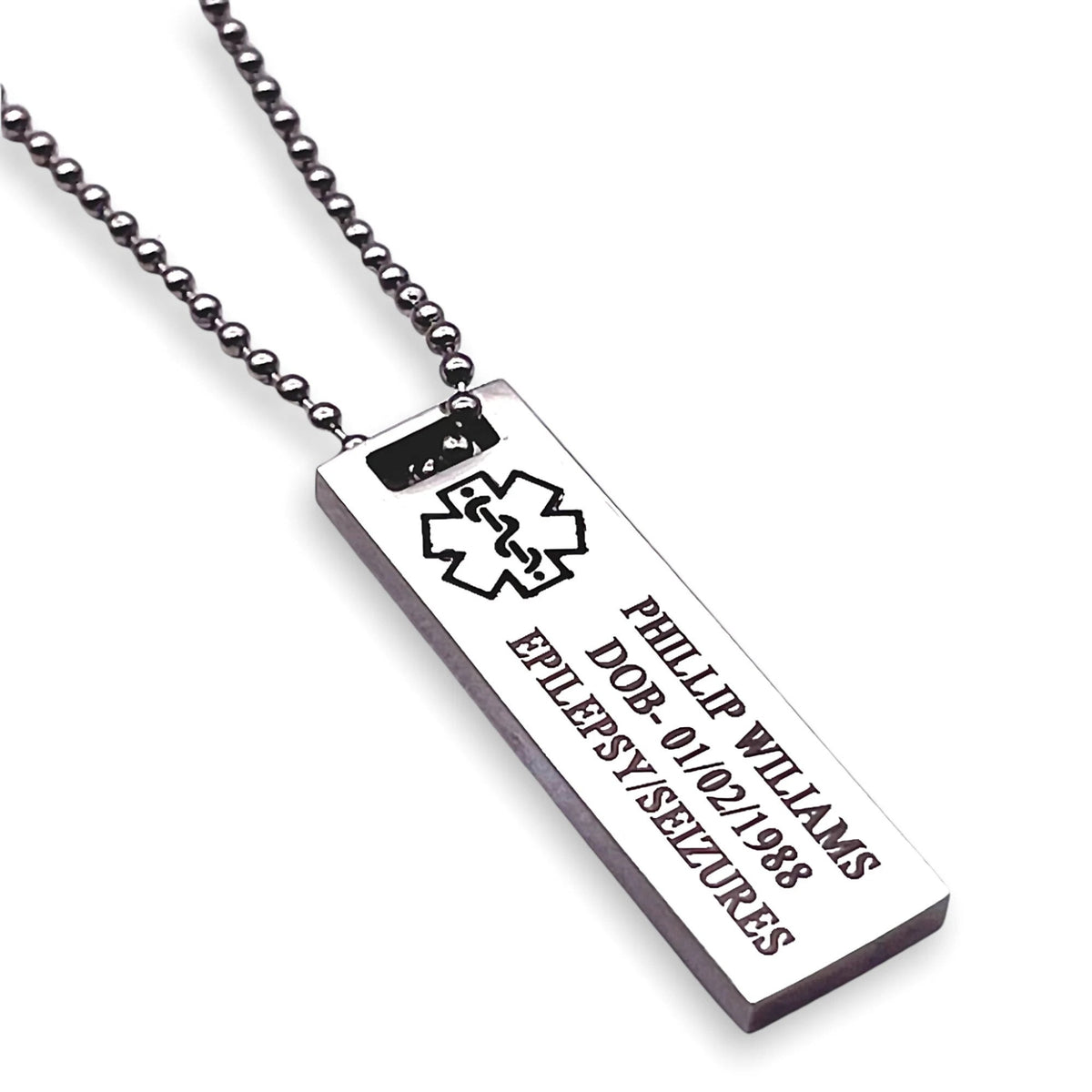 Slim Rectangular Medical ID Necklace
