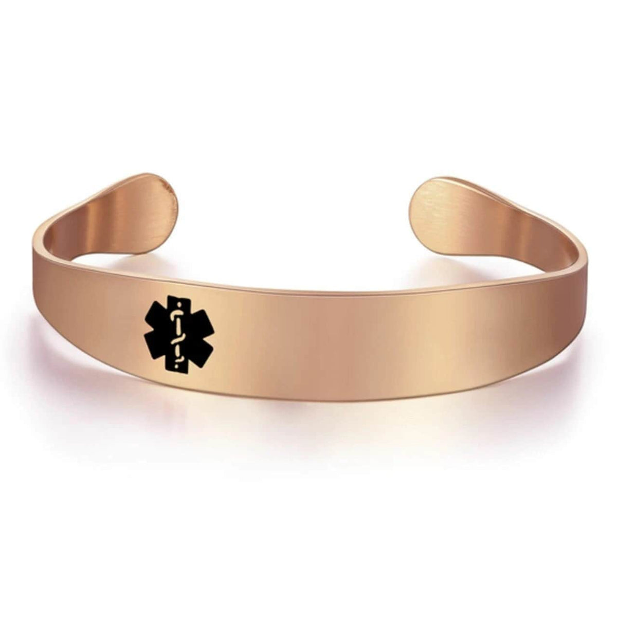 Polished Steel Medical ID Cuff Bracelet