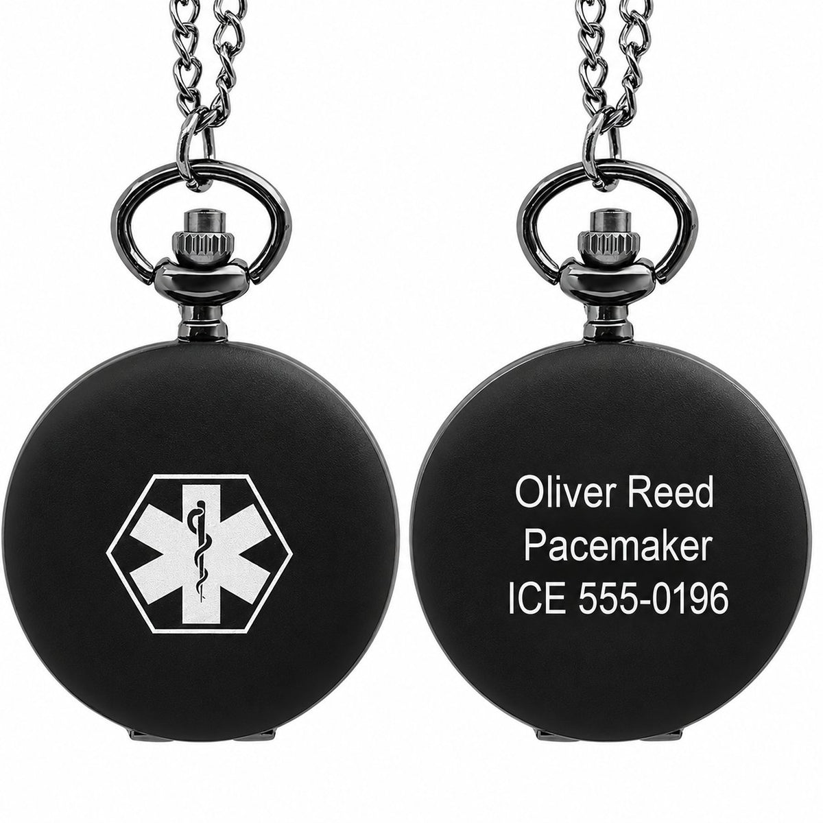 Personalized Medical Alert Pocket Watch With Custom Engraving with sample engraving