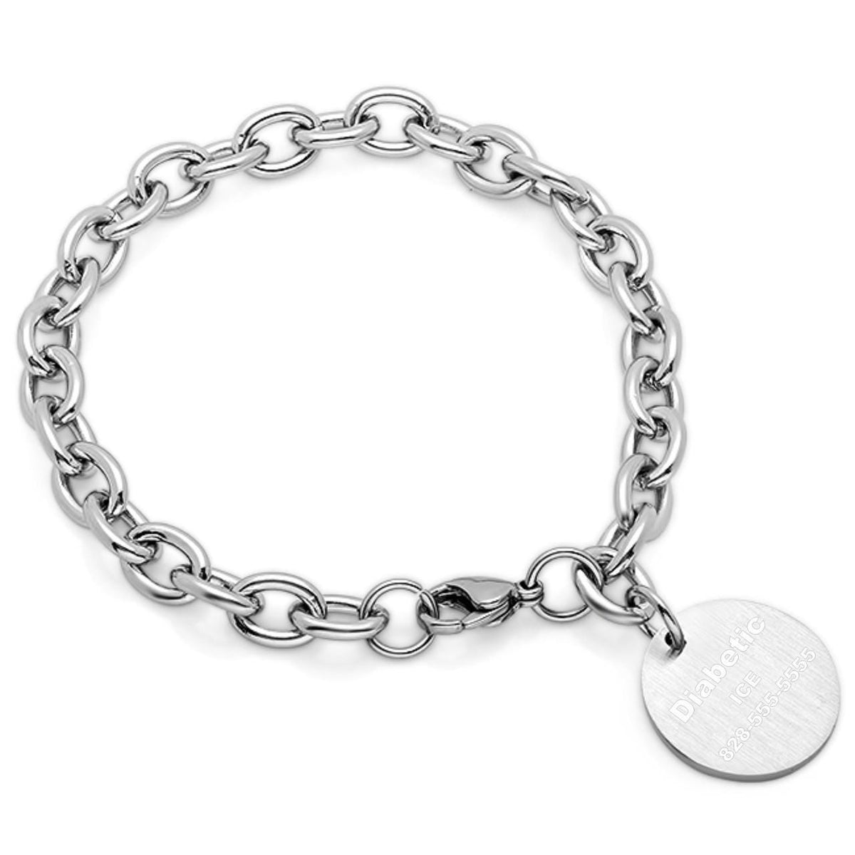 Round Charm Chain Medical ID Bracelet