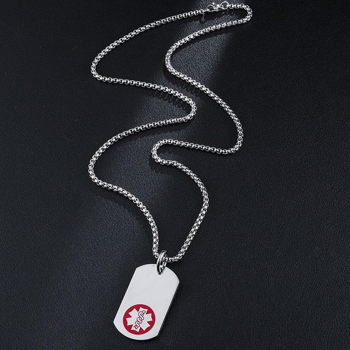 Round Symbol Dog Tag Medical ID Necklace
