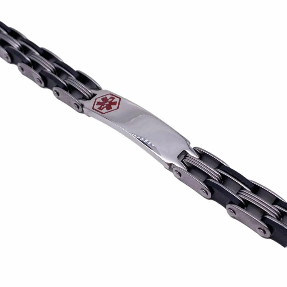 Steel & Rubber Link Medical ID Bracelet