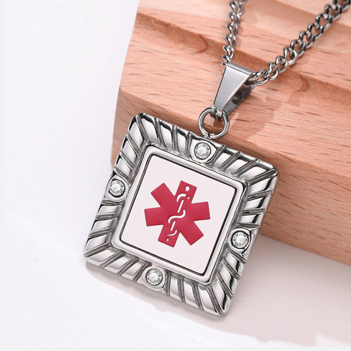 Decorative Square Medical ID Necklace