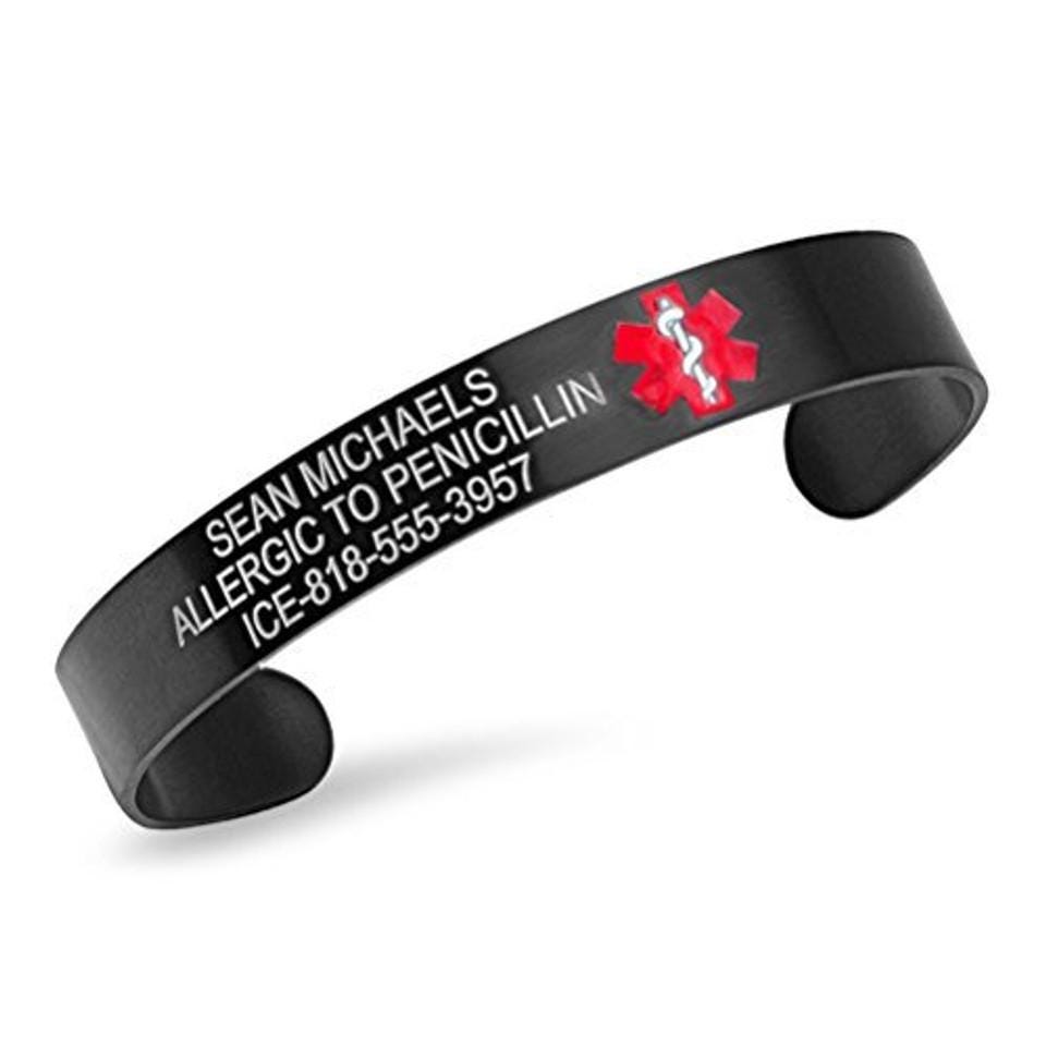 Stainless Steel Medical ID Cuff Bracelet