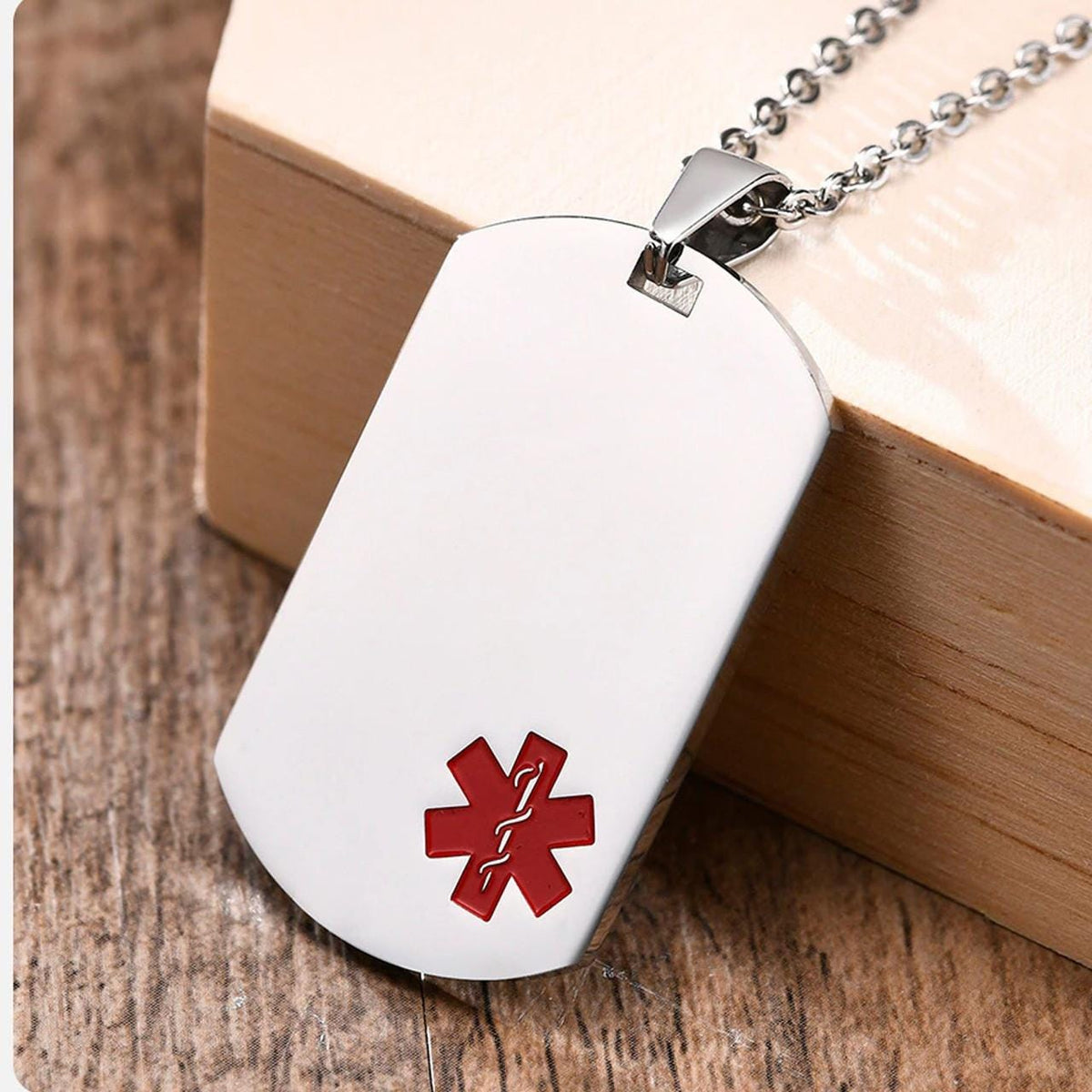 Angled Dog Tag Medical ID Necklace
