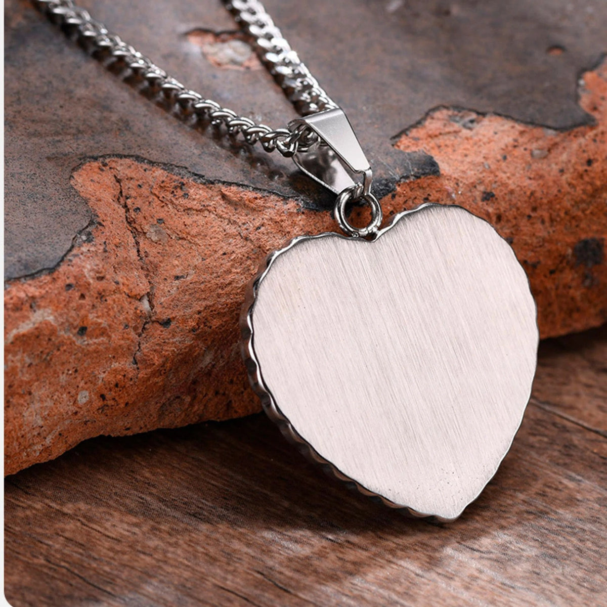 Crystal Border Heart Medical ID Necklace