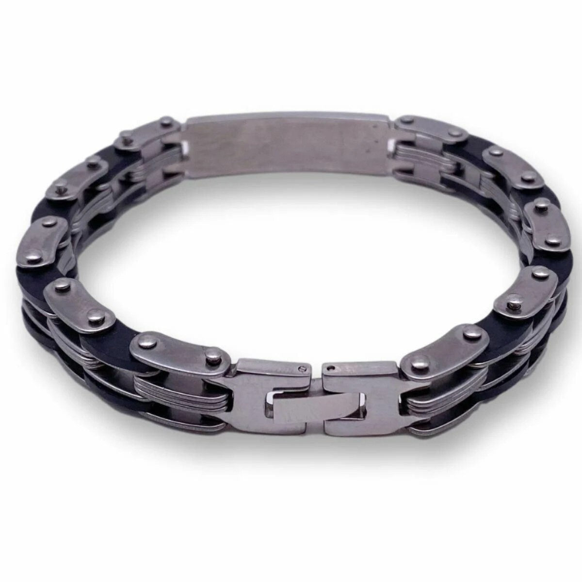 Steel & Rubber Link Medical ID Bracelet