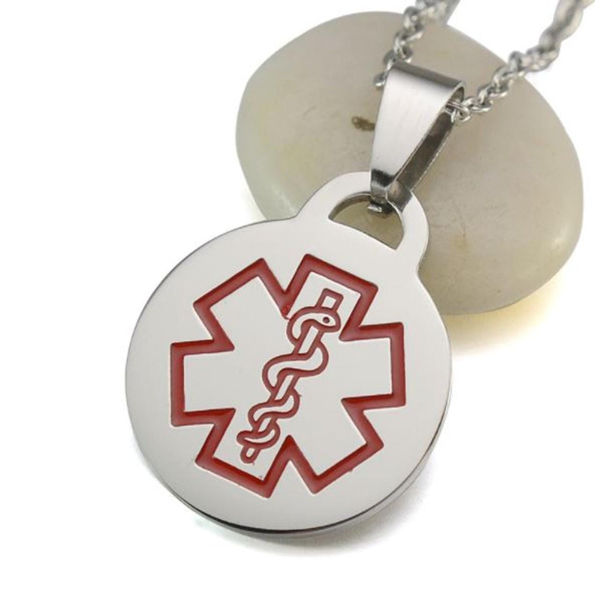 Round Caduceus Medical ID Necklace
