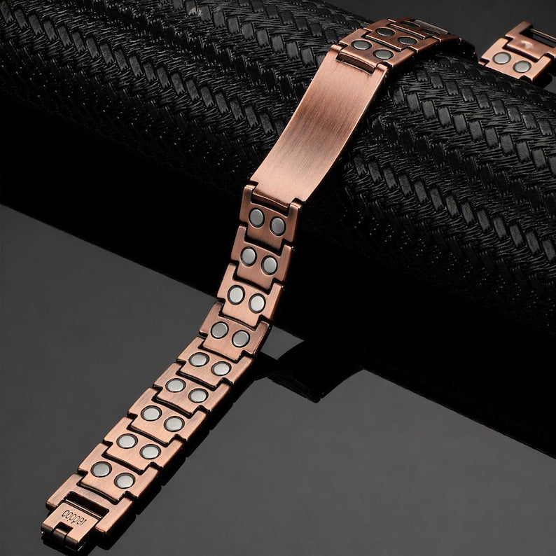 Black copper medical ID bracelet — inside