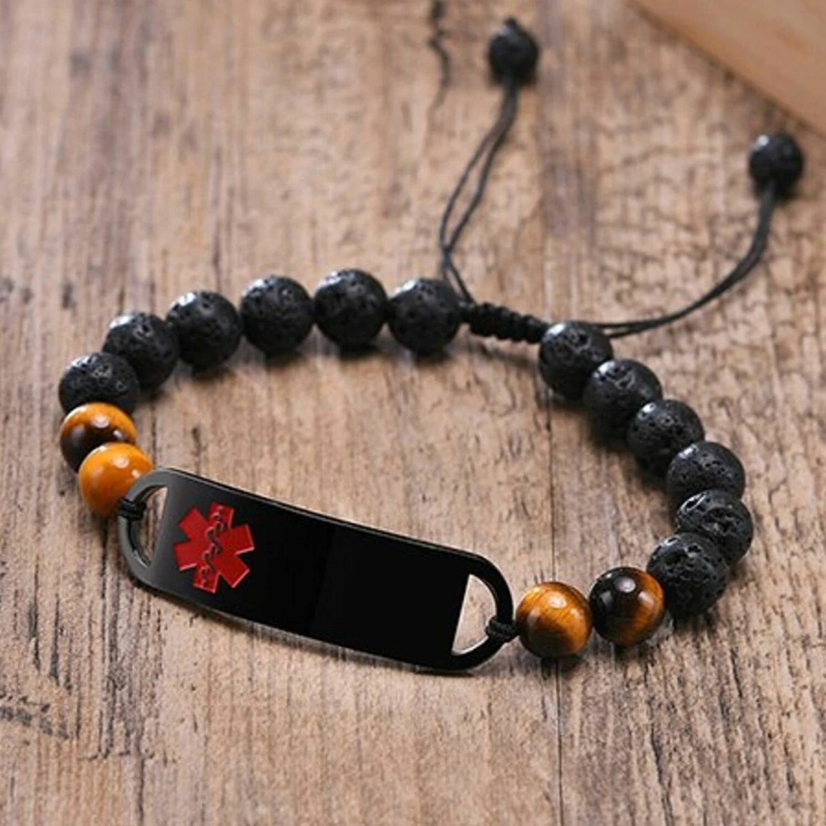 Tiger Eye & Lava Stone Medical ID Bracelet