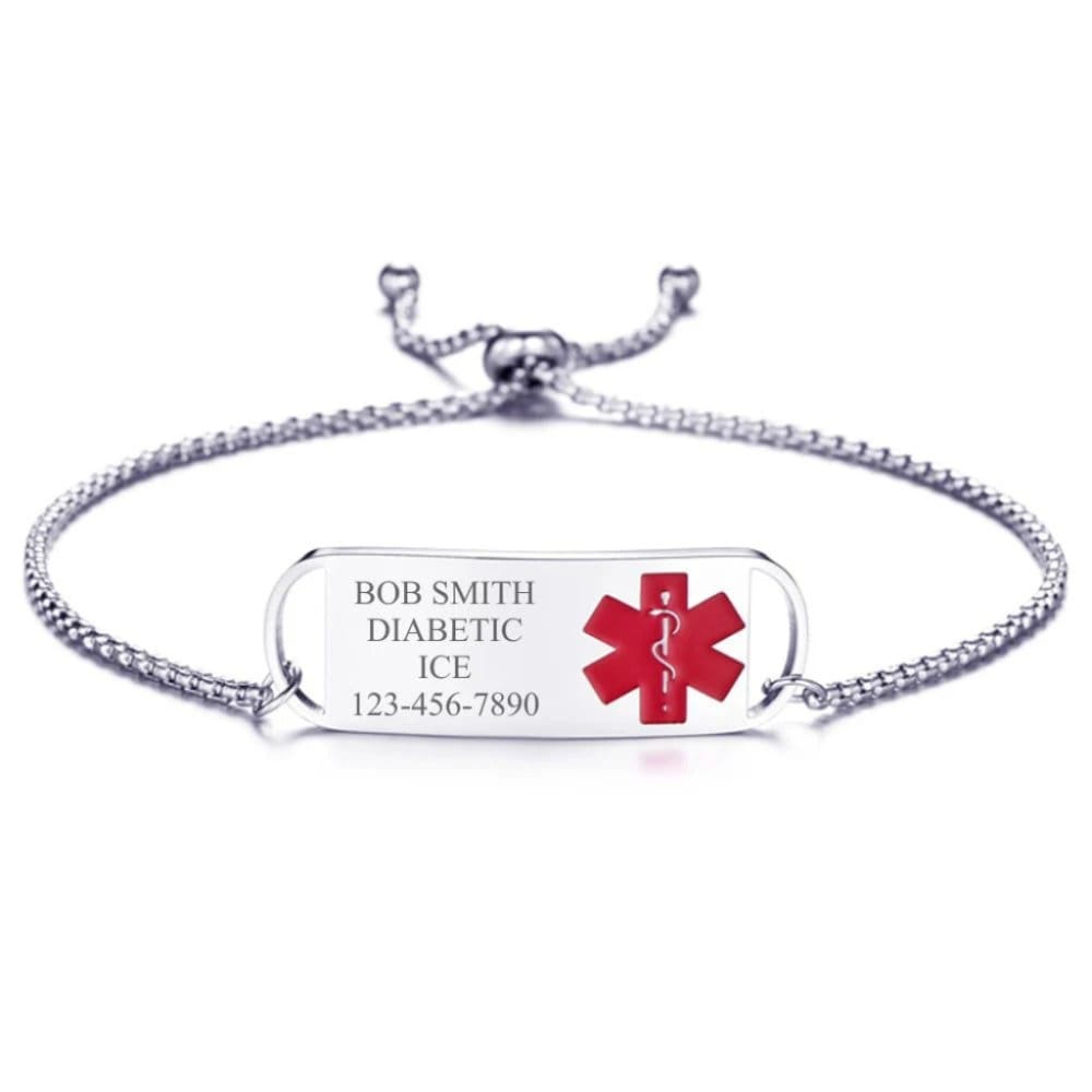 Adjustable Box Chain Medical ID Bracelet