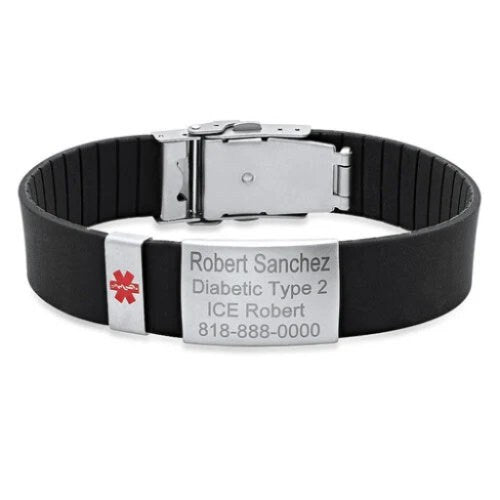 Silicone Band Medical ID Bracelet