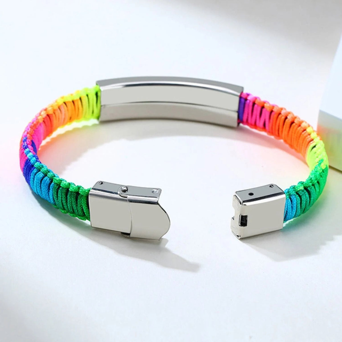 Rainbow Leather Medical ID Bracelet