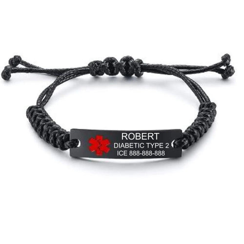 Braided Cord Medical ID Bracelet