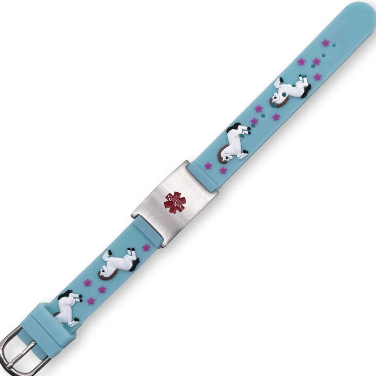 Kids' Blue Horse Medical ID Bracelet