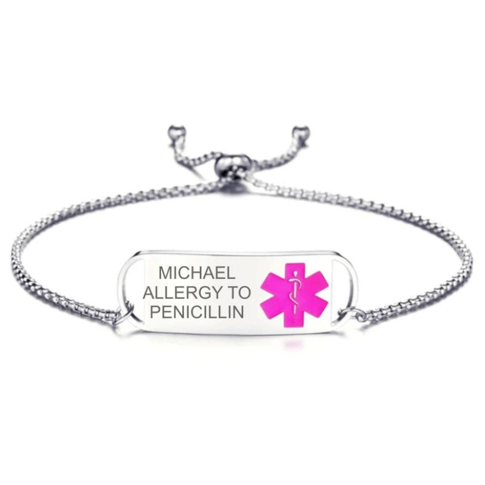 Adjustable Box Chain Medical ID Bracelet