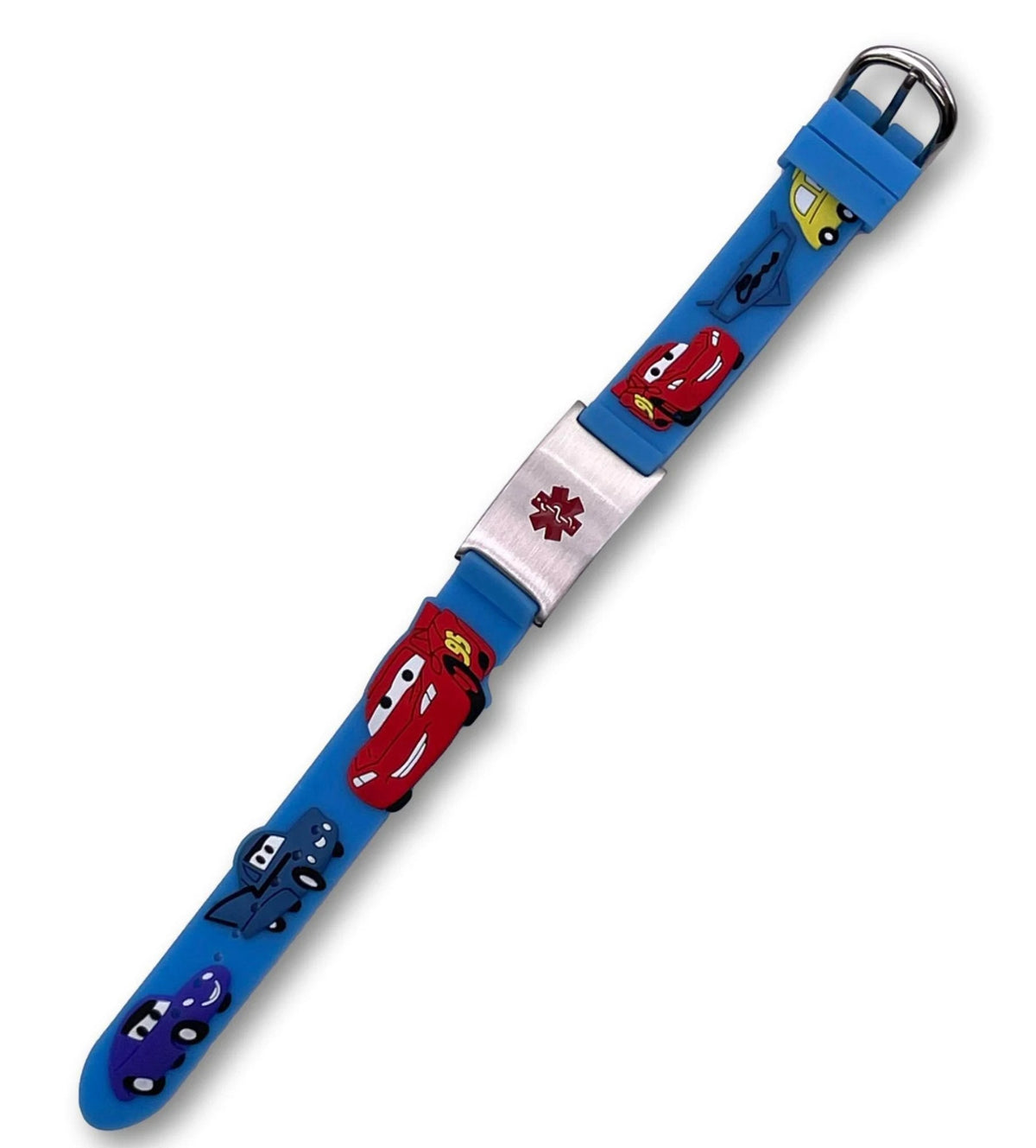 Kids' Blue Cars Medical ID Bracelet