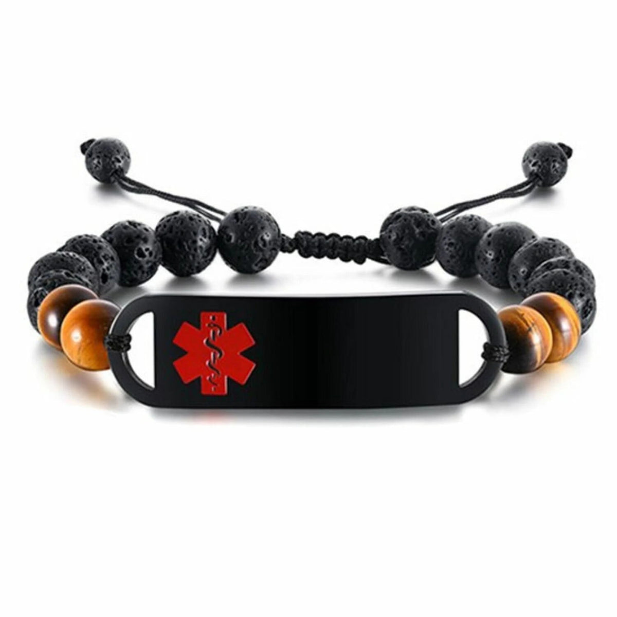 Tiger Eye & Lava Stone Medical ID Bracelet