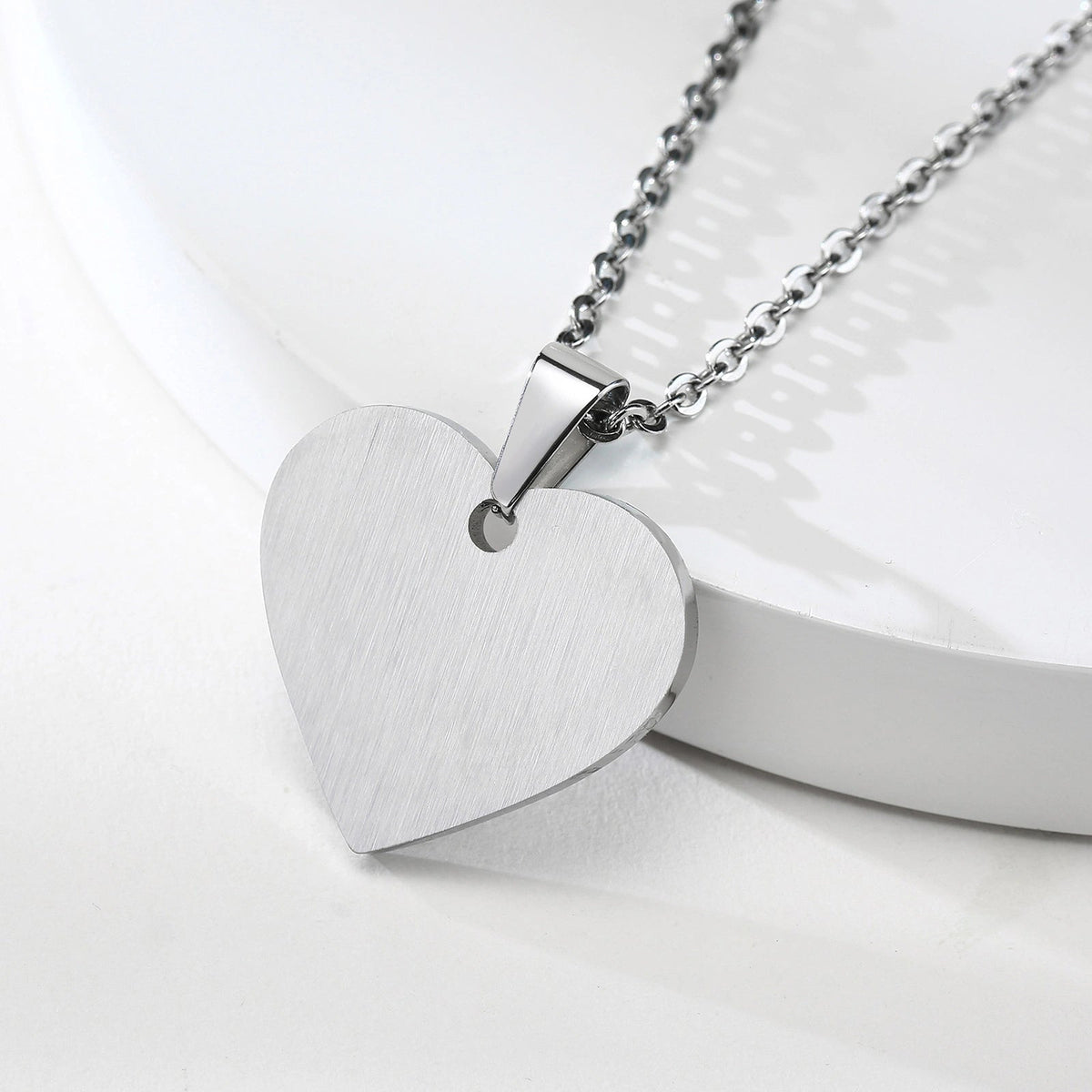 Blank engravable back of the silver cubic zirconia heart medical alert pendant