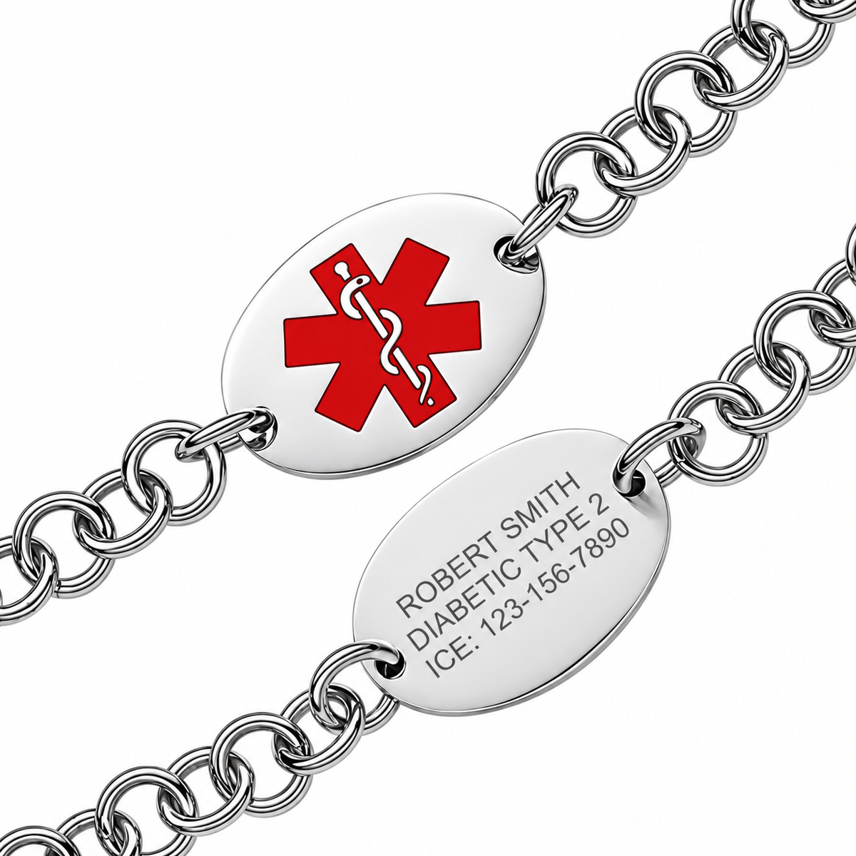 Quality Stainless Steel Oval Medical ID Bracelet- Free Engraving