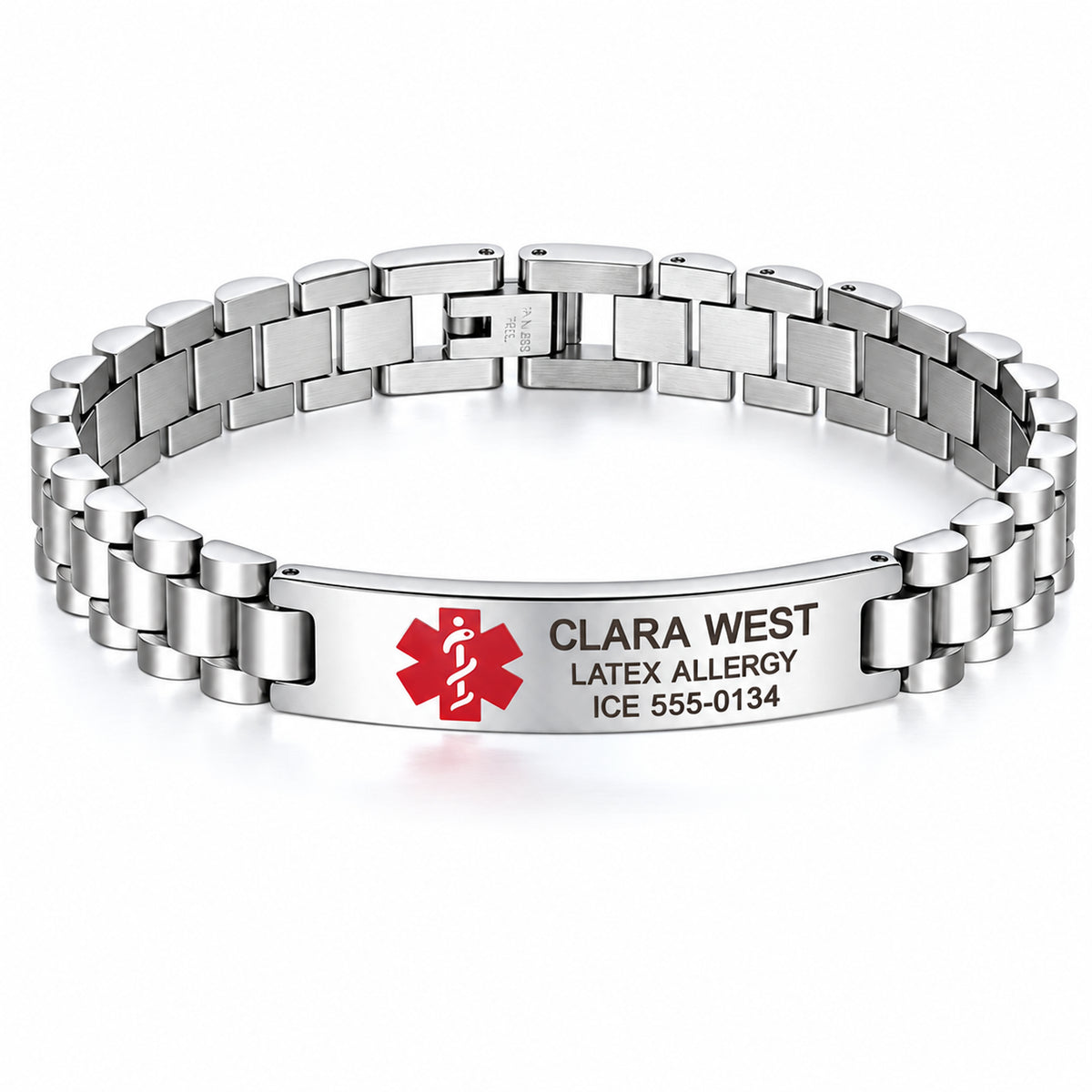 Personalized Stainless Steel Medical ID Bracelet- Free Engraving — sample personalized engraving