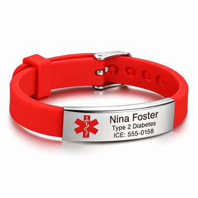 Red Silicone Medical ID Bracelet