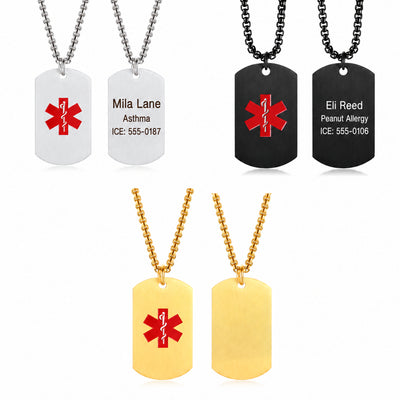 Rounded Dog Tag Medical ID Necklace
